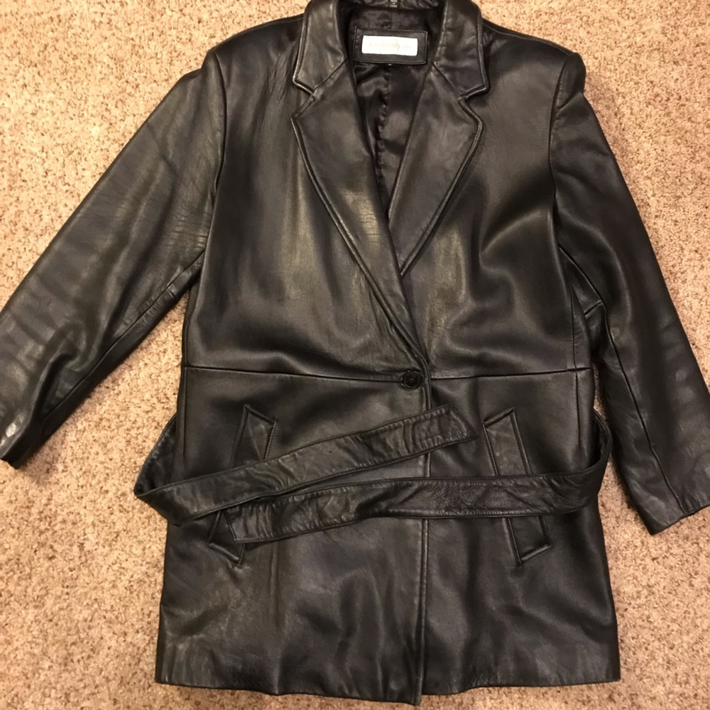 Jones New York black leather coat